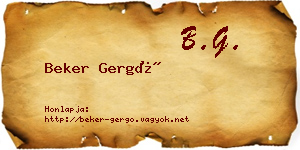 Beker Gergő névjegykártya